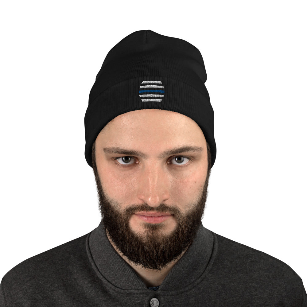 White Embroidered Beanie