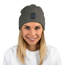 Load image into Gallery viewer, Black Embroidered Pom-Pom Beanie
