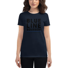 Load image into Gallery viewer, Stacked Women&#39;s Short Sleeve Shirt + Outside Label Barrel Print
