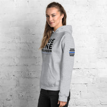 Load image into Gallery viewer, Stacked Hoodie + Arm Label Barrel Print
