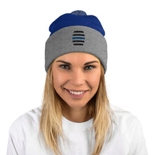 Load image into Gallery viewer, Black Embroidered Pom-Pom Beanie
