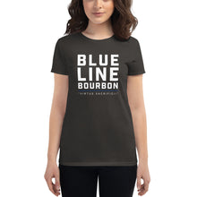 Load image into Gallery viewer, Stacked Women&#39;s Short Sleeve Shirt + Outside Label Barrel Print
